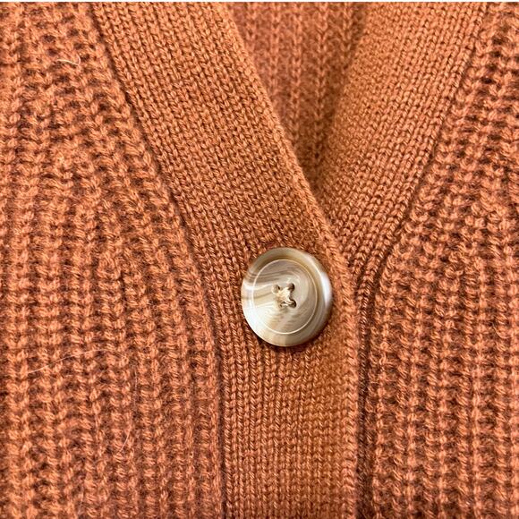 Quince Mongolian Cashmere Boyfriend Cardigan Sweater Medium Brown Oversized - Picture 4 of 6